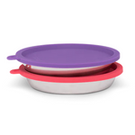 Stainless Steel Cat Bowl Set With Lids (Watermelon & Purple) | Messy Pets