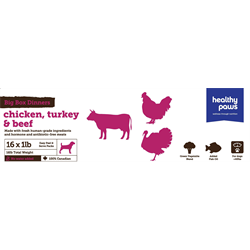 Chicken, Turkey, & Beef Raw Frozen Variety Pack For Dogs (16lb) | Healthy Paws