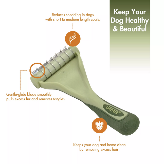 Safari Shed Magic De-Shedding Tool For Dogs (Small, Short-Medium Hair) | Costal Pet Products