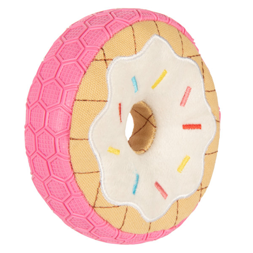 Tough N Texture Vanilla Donut Dog Toy | goDog