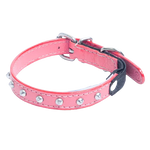 Studded Leather Cat Collar (Pink, 10") | Angel Pet Supplies