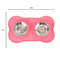 Non-Slip Silicone Stainless Steel Bowl Set (Pink) | Brookbrand Pets