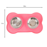 Non-Slip Silicone Stainless Steel Bowl Set (Pink) | Brookbrand Pets