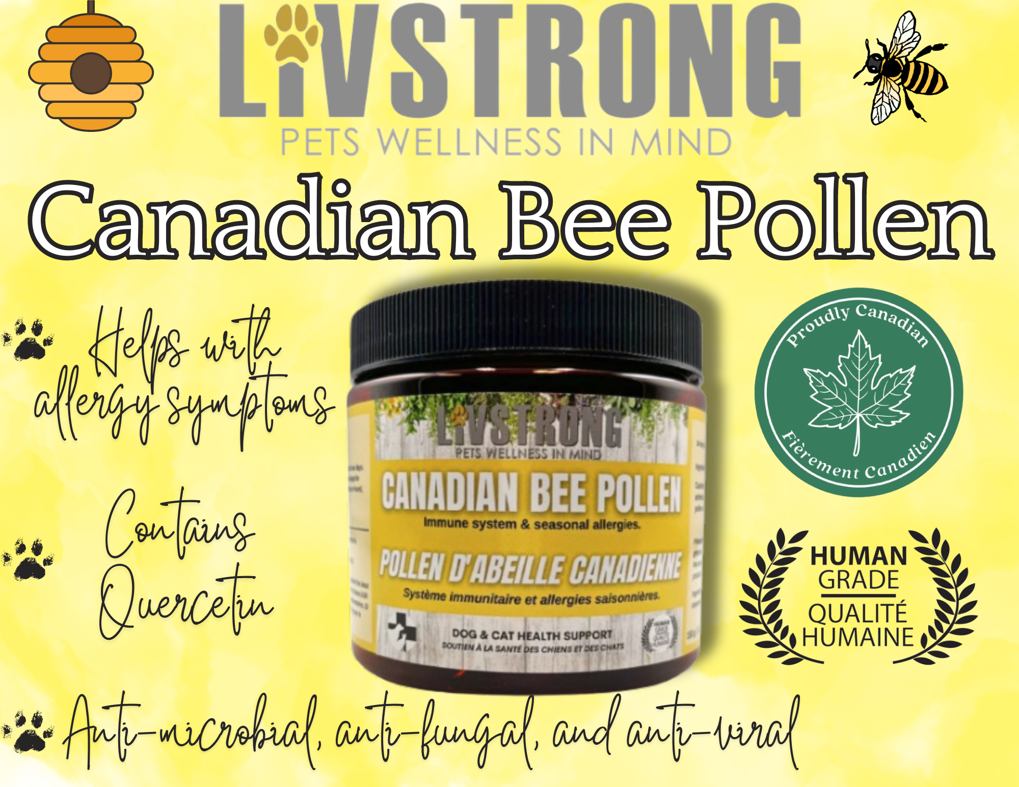 Canadian Bee Pollen Dog Supplement (150g) | Blends For Life