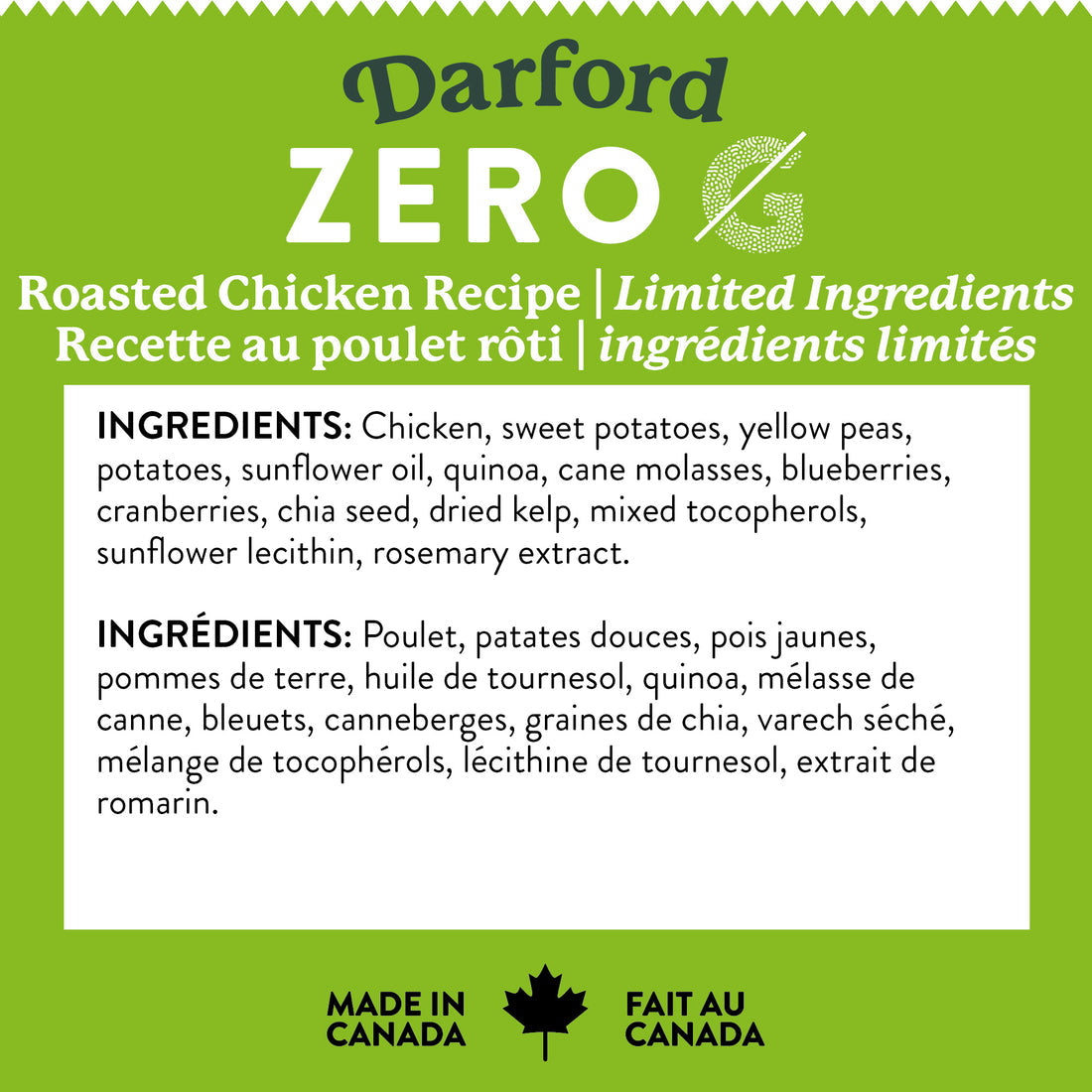 Zero/G Roasted Chicken Dog Treats | Darford