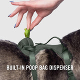 Neoprene Everything Harness With Poop Bag Dispenser (Forest Green) | Canada Pooch