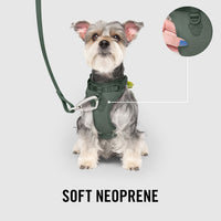 Neoprene Everything Harness With Poop Bag Dispenser (Forest Green) | Canada Pooch