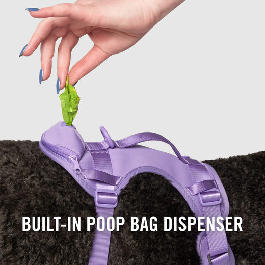 Neoprene Everything Harness With Poop Bag Dispenser (Lavender) | Canada Pooch