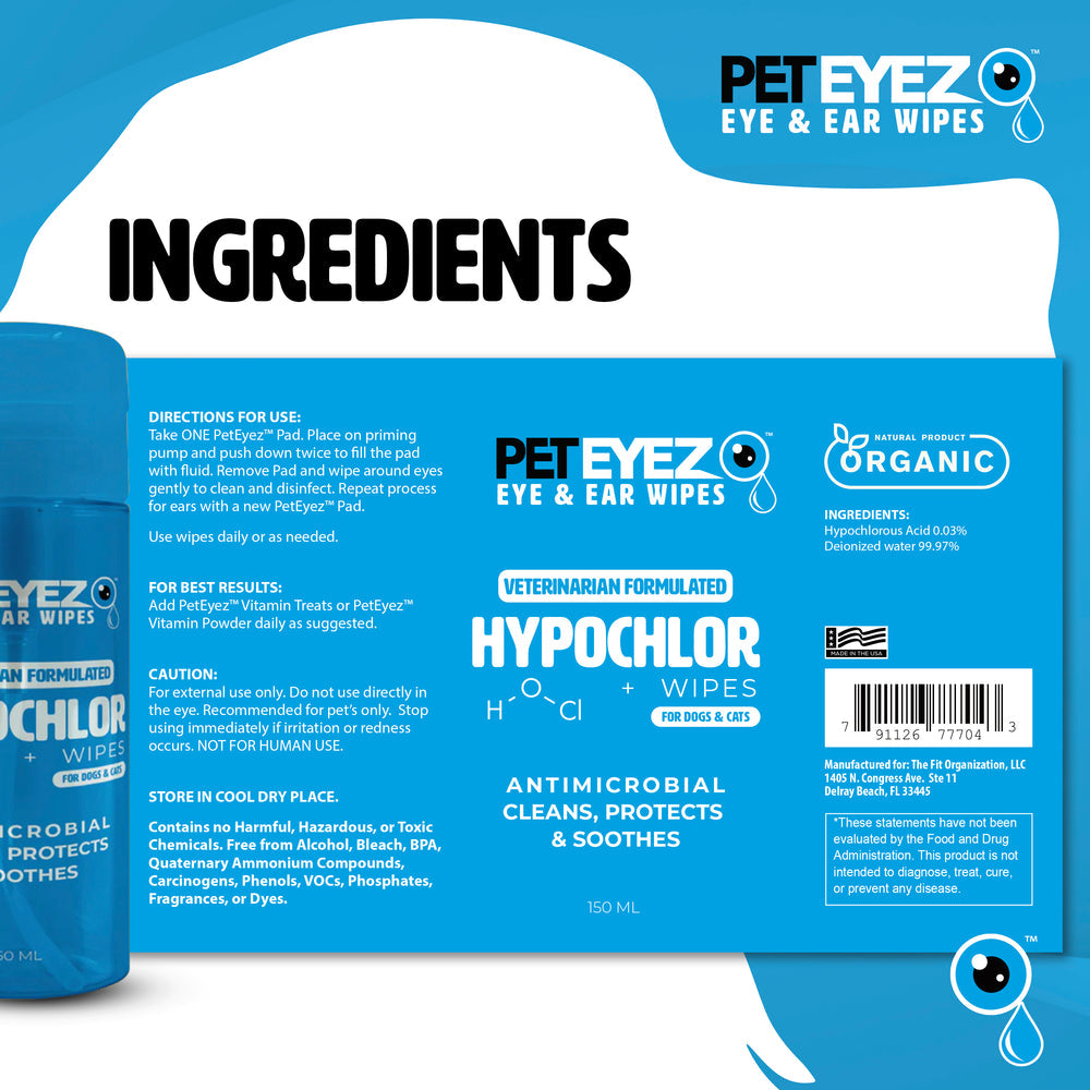 HypoChlor Eye & Ear Wipes (150ml & 120 pads) | Pet Eyez