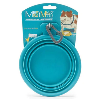 Silicone Collapsible Bowl (Large, Teal) | Messy Pets