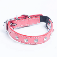 Leather Cat Collar (Pink, 12") | Angel Pet Supplies
