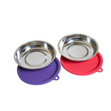 Stainless Steel Cat Bowl Set With Lids (Watermelon & Purple) | Messy Pets