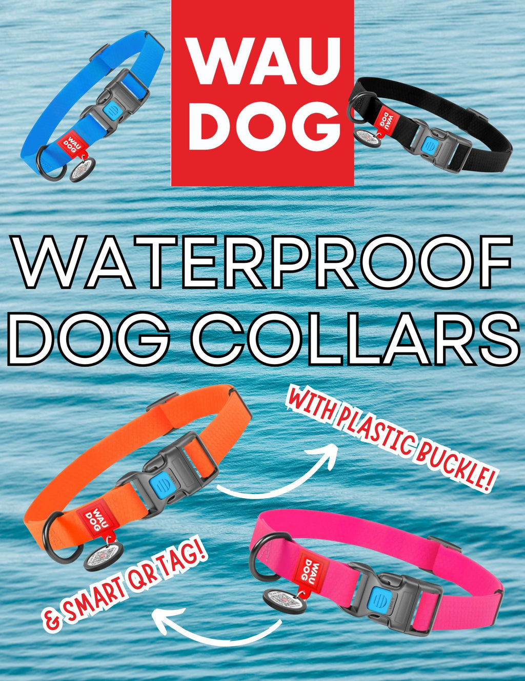 Waterproof Collar With Plastic Buckle (Assorted Colours) | Wau Dog