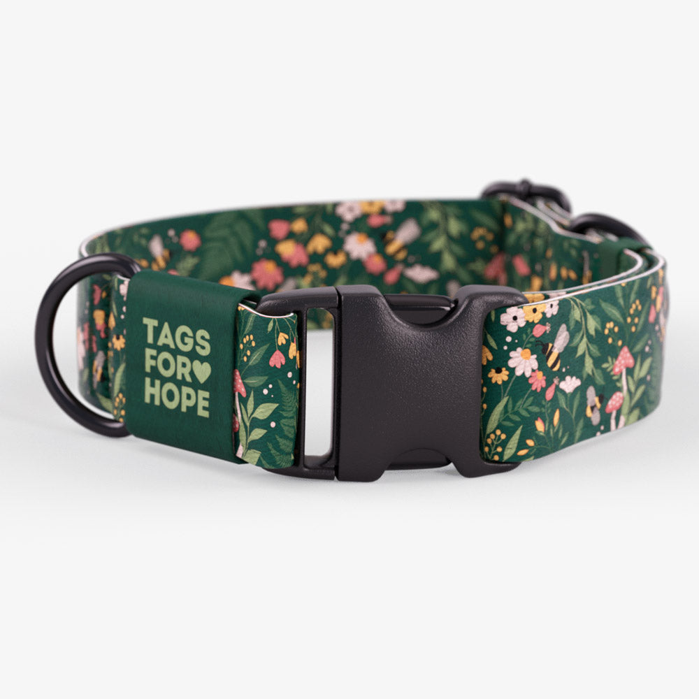 Bees & Blossoms Collar (Green) | Tags For Hope
