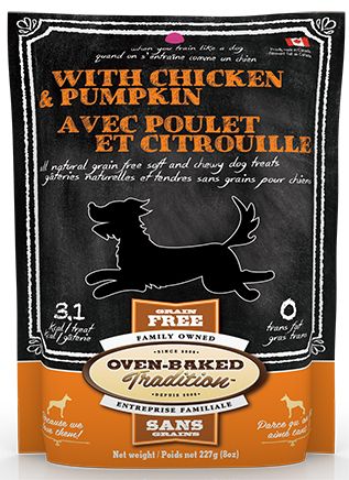 Soft And Chewy Chicken And Pumpkin Dog Treats (8oz) | Oven-Baked Tradition