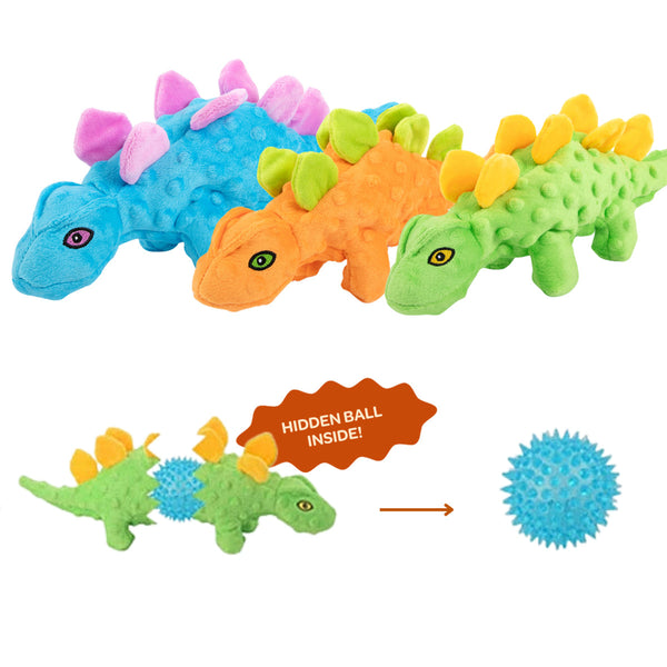 Green Stegosaurus Dog Toy (Hidden Ball) | Brookbrand Pets