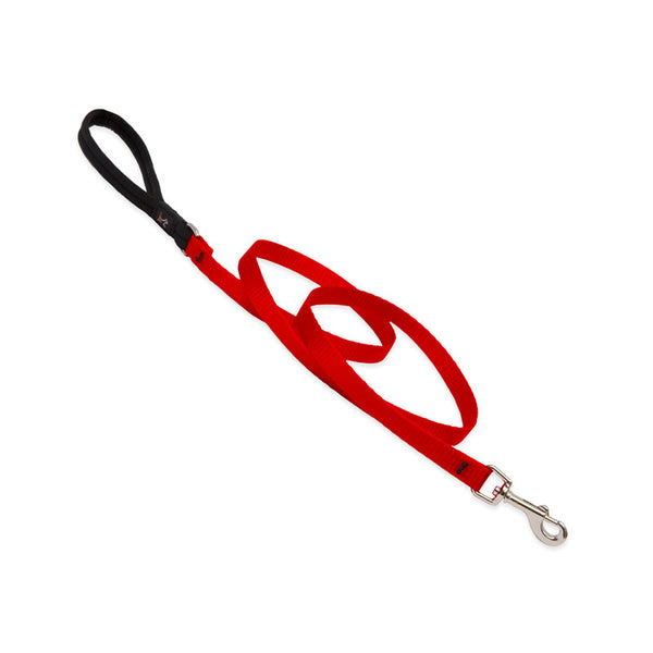 Solid Colour Dog Leash (Red, 4' X 1/2") | Lupine