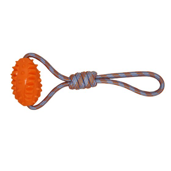 Floating Football Rope Toy With Handle (Orange& Blue, 14.9") | Bud'Z