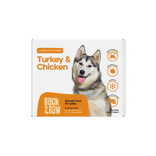 Complete Turkey Blend & Chicken Blend Frozen Raw Dog Food (12lb) | Back2Raw