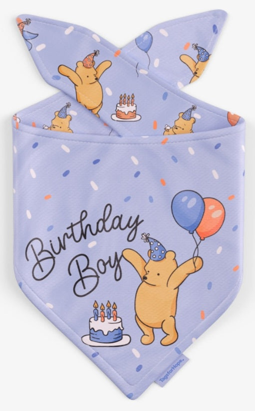 Blue Hunny Bear Birthday Bandana (Reversible) | Tags For Hope