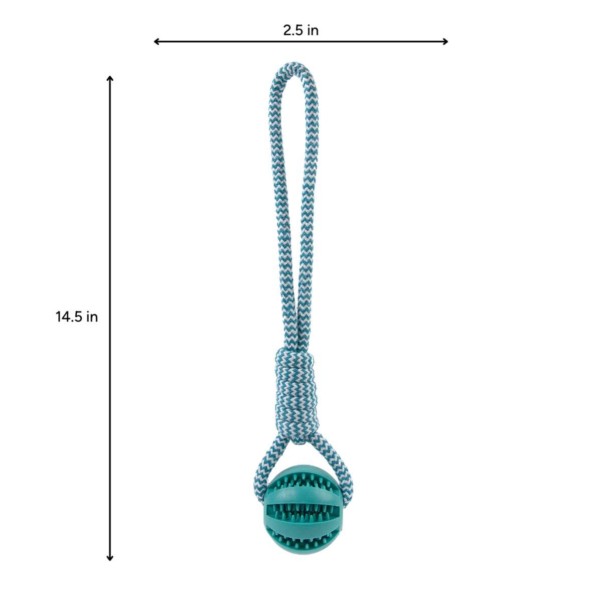 Rubber Ball & Rope Toy (Blue) | Brookbrand Pets