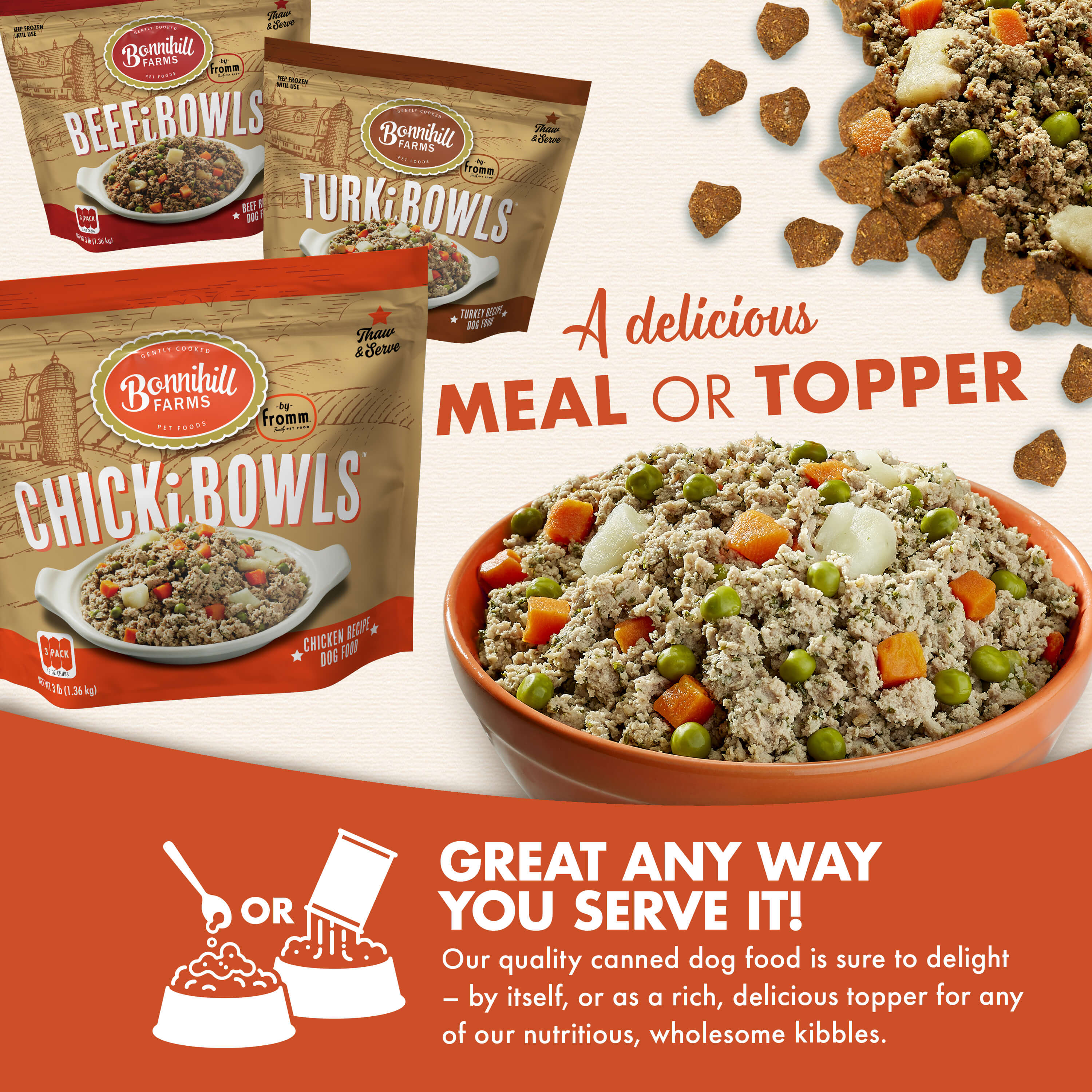Bonnihill Farms Frozen ChickiBowls (Single Roll) | Fromm