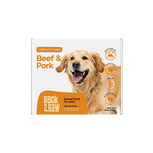 Complete Beef Recipe & Pork Blend Frozen Raw Dog Food (12lb) | Back2Raw