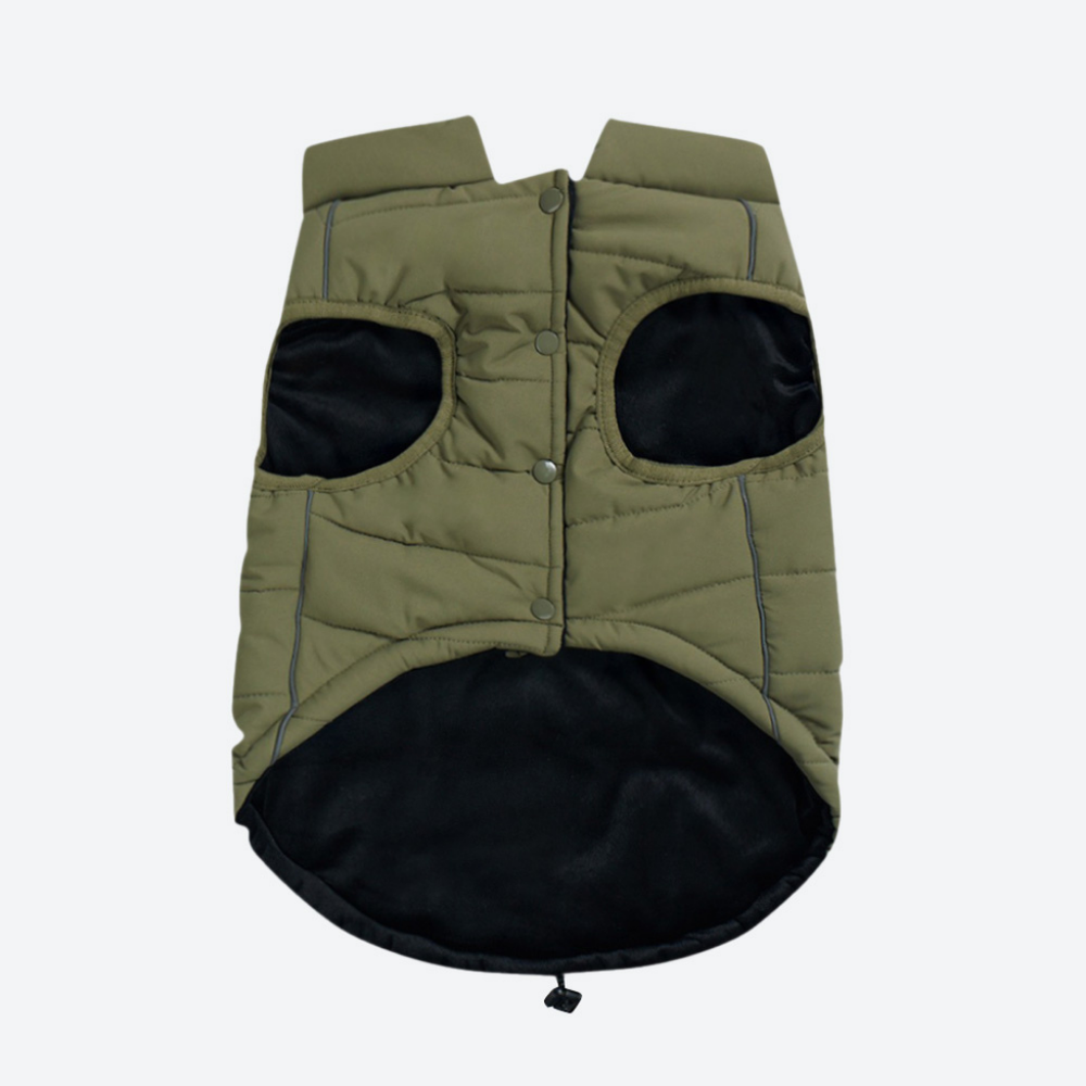 WarmShield Water-Resistant Jacket  (Olive) | Spark Paws