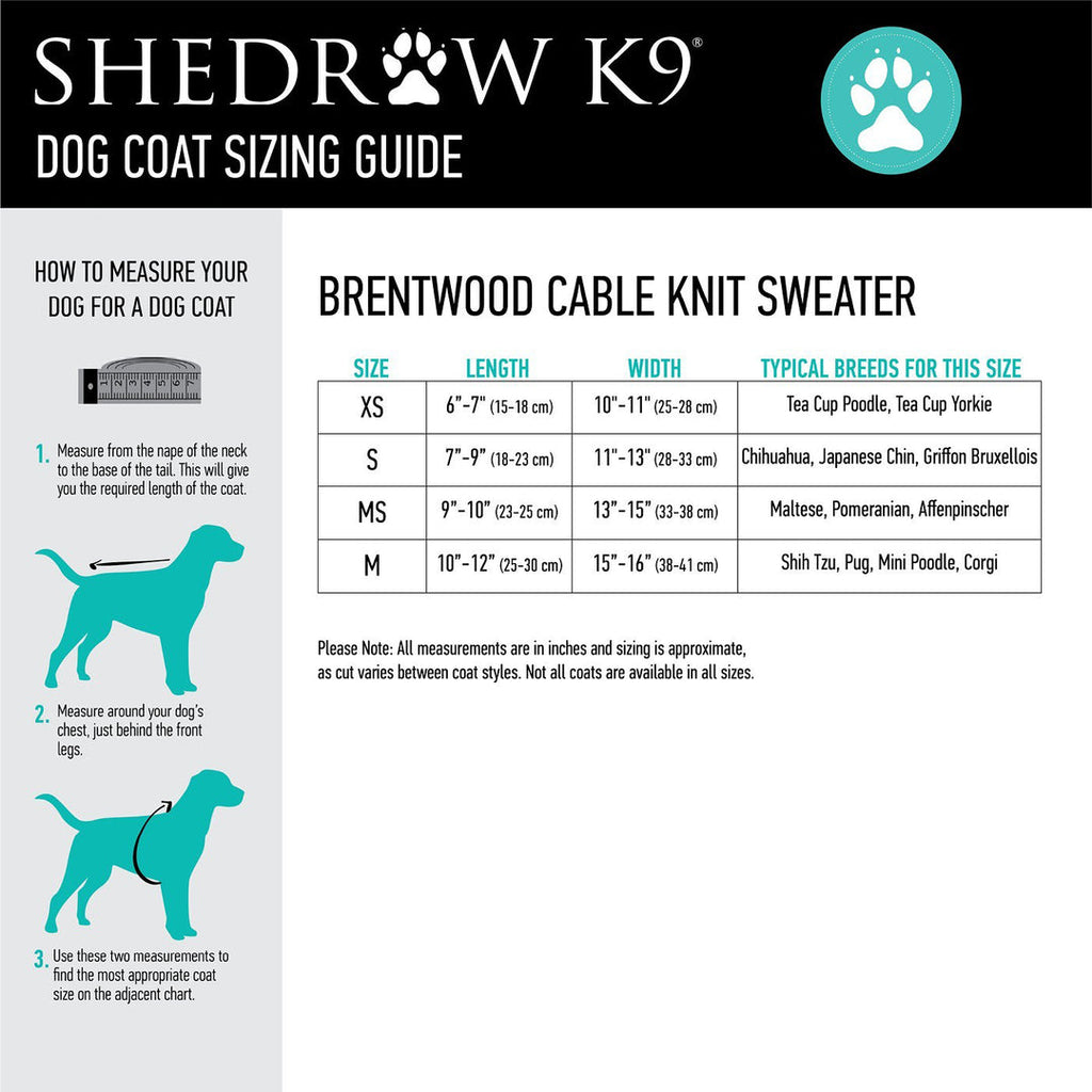 Brentwood Cable Knit Sweater (XSmall, English Ivy) | Shedrow K9