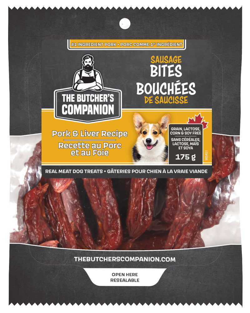 Sausage Bites Dog Treats (Pork & Liver Recipe, (175g) | The Butcher’s Companion