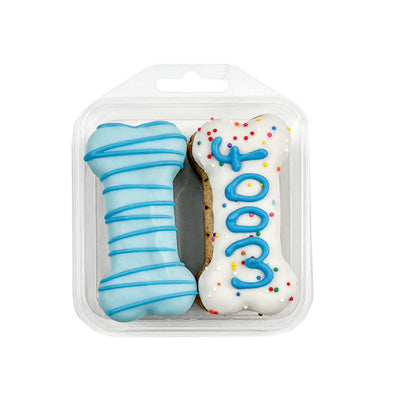 "Woof It Up" Birthday Cookie Box (Blue, 4pk) | Bosco & Roxy's