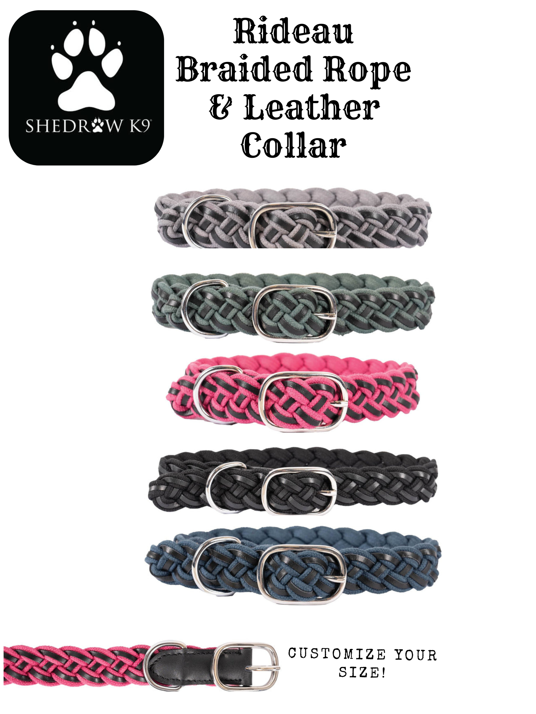 Rideau Braided Rope & Leather Collar (Small) | Shedrow K9