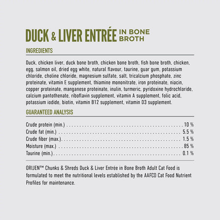 Chunks & Shreds Duck & Liver Entrée Cat Food (5.5oz) | Orijen