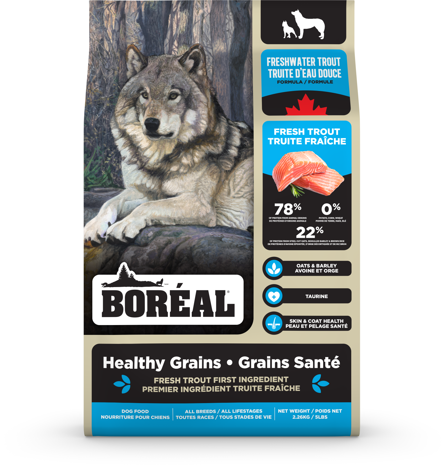 Healthy Grains Freshwater Trout Formula For Dogs (5lb) | BORÉAL