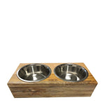 Stainless Steel Mango Wood Dual Feeder | Cloe & Cluzo