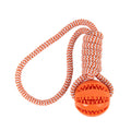 Rubber Ball & Rope Toy (Orange) | Brookbrand Pets