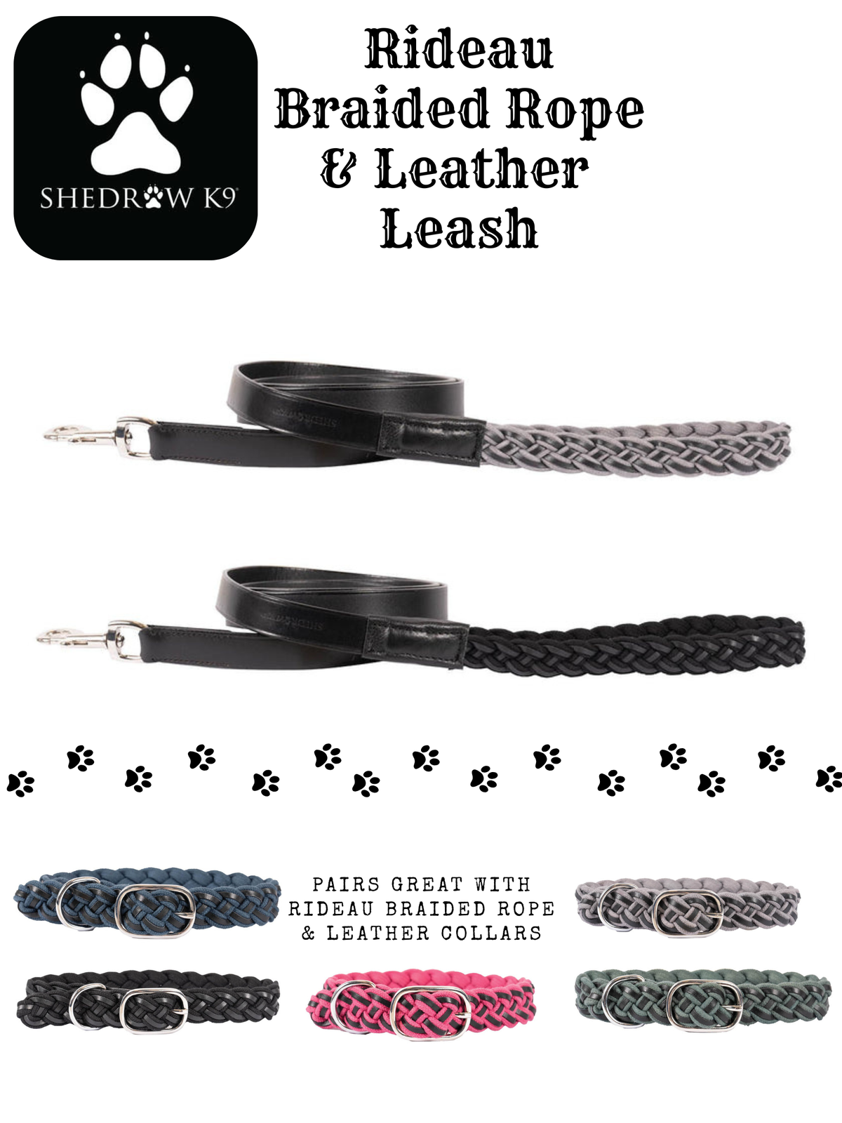 Rideau Braided Rope & Leather Leash (Large) | Shedrow K9