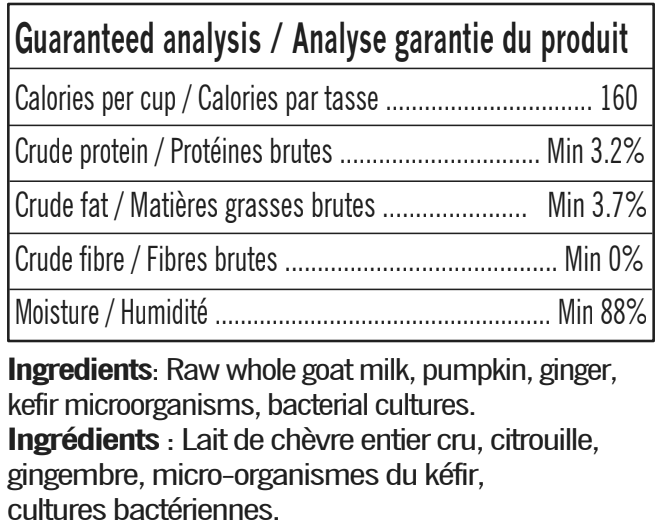 Raw Goat Milk Kefir With Pumpkin & Ginger (975ml) | Happy Days