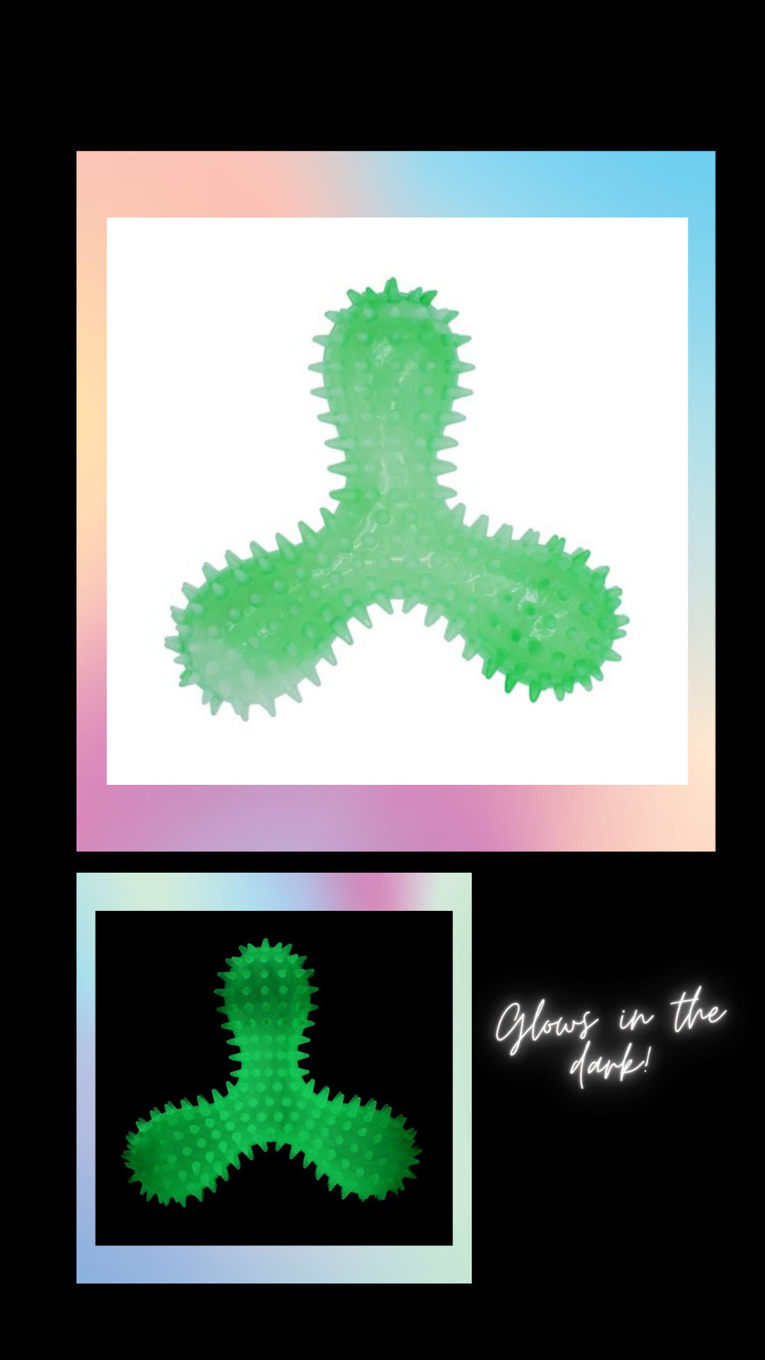 Luminous Rubber Dog Toy (Spiked Triskelion) | Bud'Z