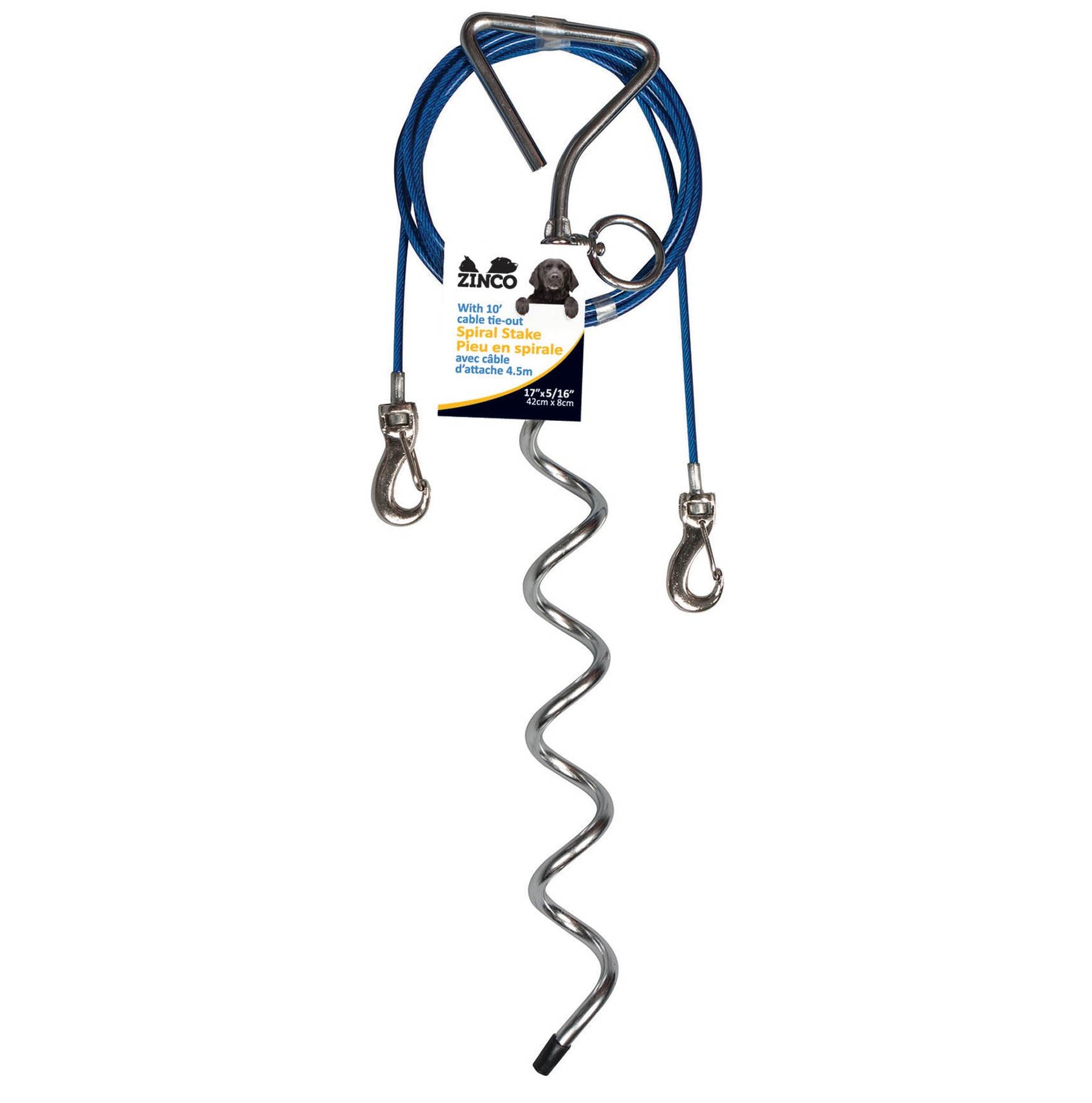 Spiral Stake With Tie Out Cable (10') | Zinco