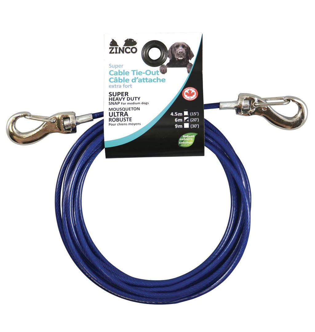 Tie Out Cable (50lb, 20') | Zinco