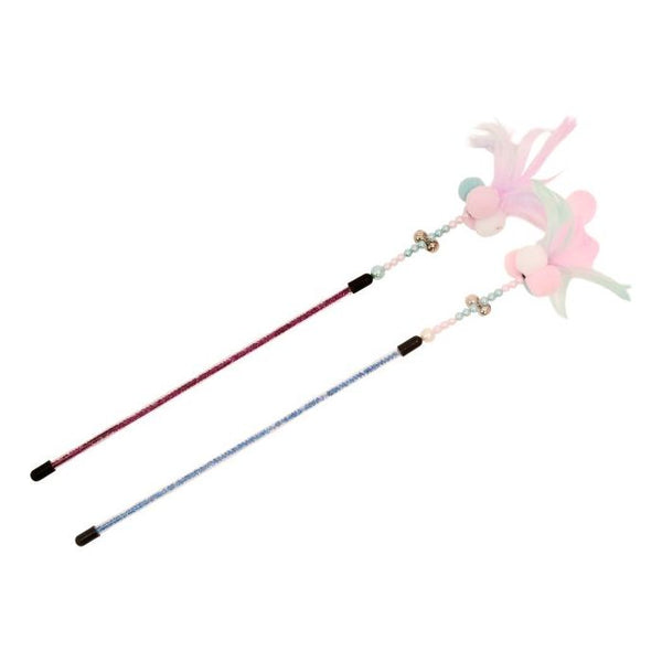 Cotton Candy Double PomPom Cat Wand | Bud'Z