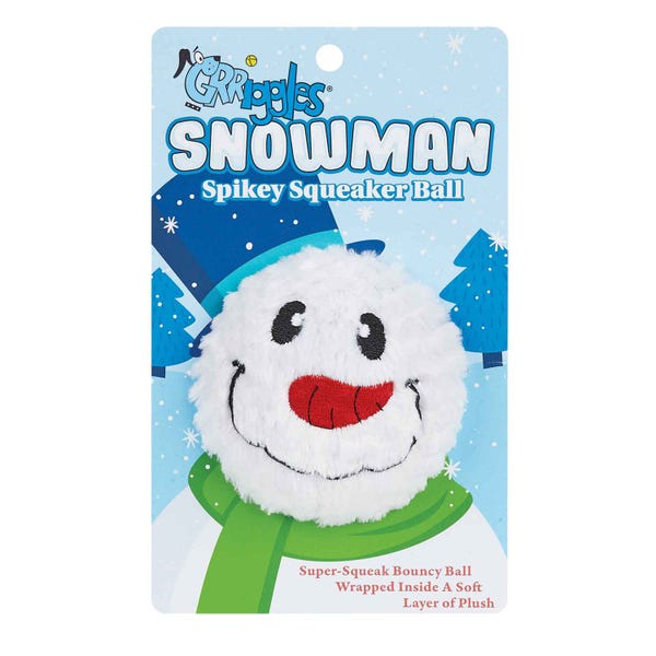 Grriggles Snowman Spikey Squeaker Ball | Boss Pet Products