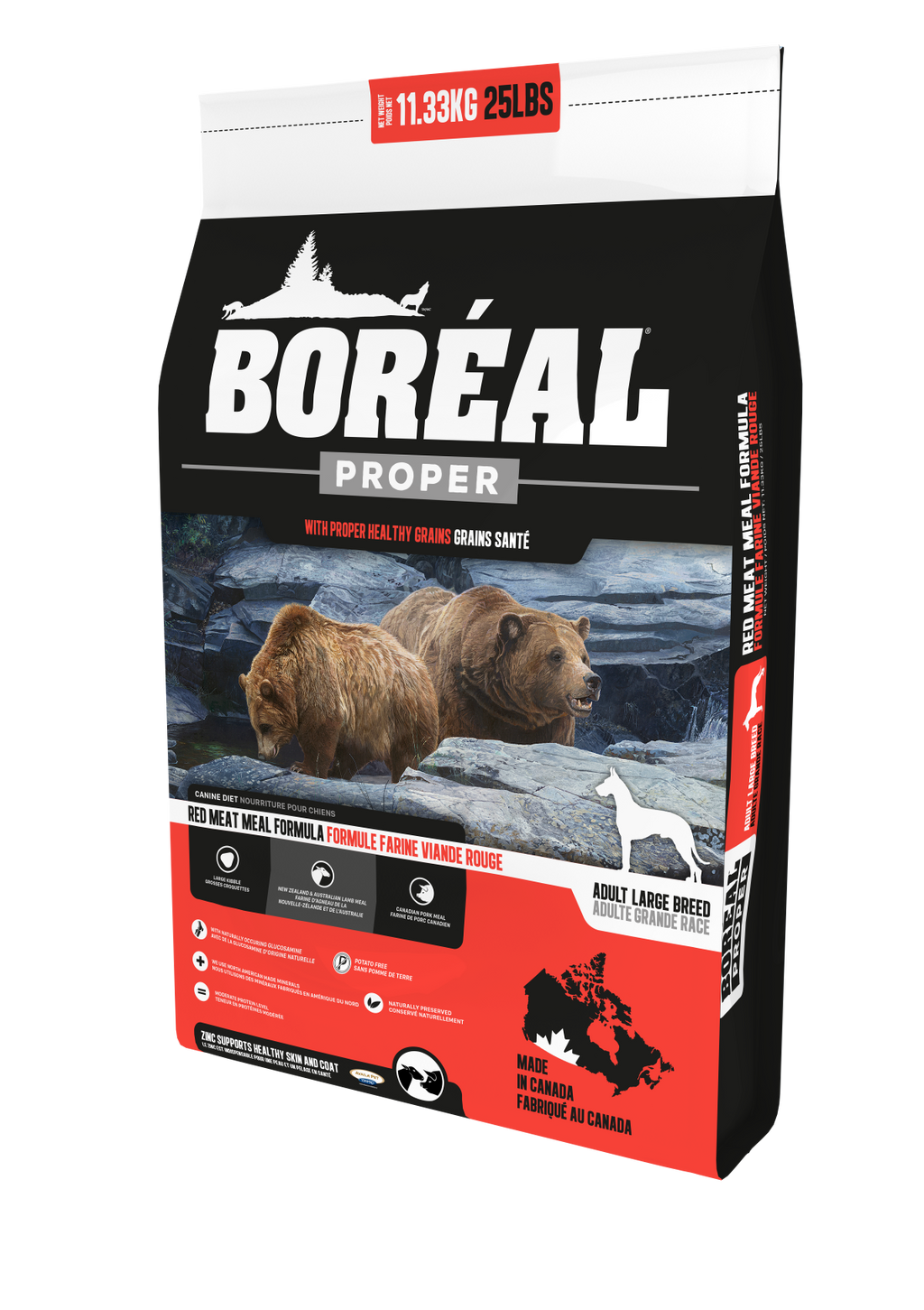 Proper Large Breed Red Meat Meal Formula For Dogs (Low Carb Grains) | BORÉAL