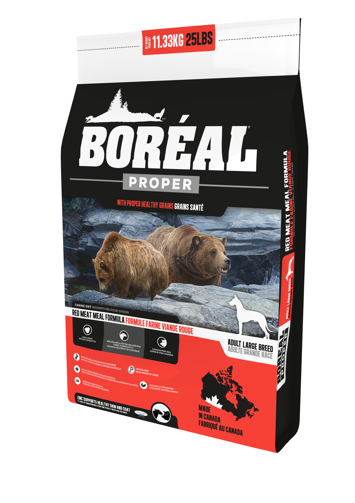 Proper Large Breed Red Meat Meal Formula For Dogs (Low Carb Grains) | BORÉAL