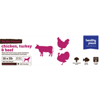 Chicken, Turkey, & Beef Raw Frozen Variety Pack For Dogs (16lb) | Healthy Paws