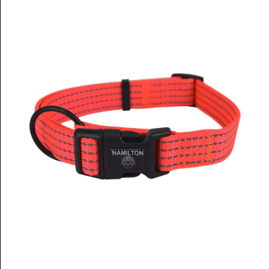 Reflective Dog Collar (Hot Orange, 18-26") | Hamilton