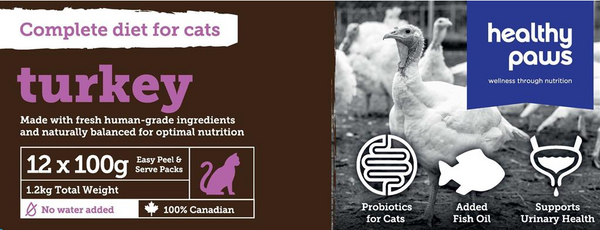 Turkey Raw Frozen Dinners For Cats (1.2kg) | Healthy Paws