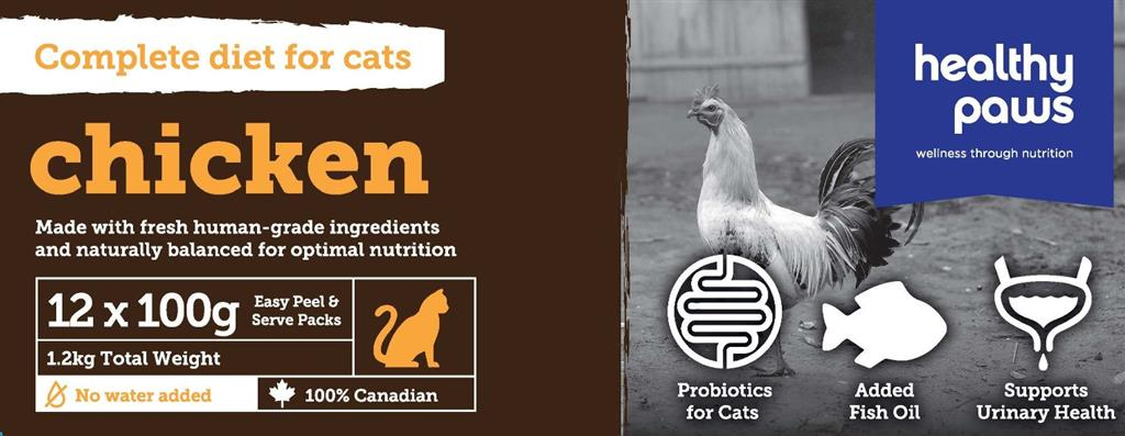Chicken Raw Frozen Dinners For Cats (1.2kg) | Healthy Paws