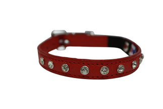 Leather Cat Collar (Red, 10") | Angel Pet Supplies
